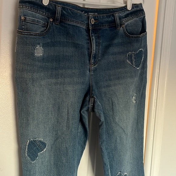 INC International Concepts Jeans with heart patches size 12 - Picture 2 of 9